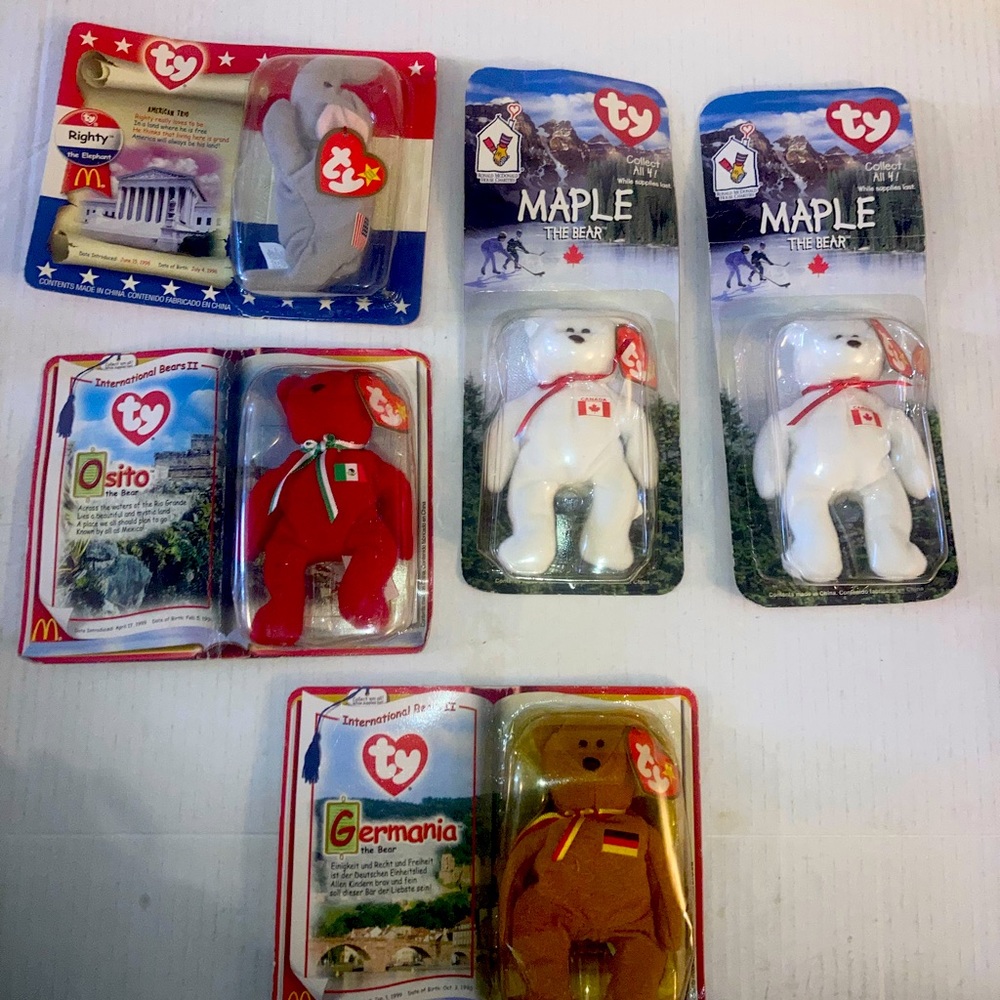 Ty beanie babies lot of 6 1996 sealed